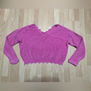 Blue Rain Pink V-Neck Sweater